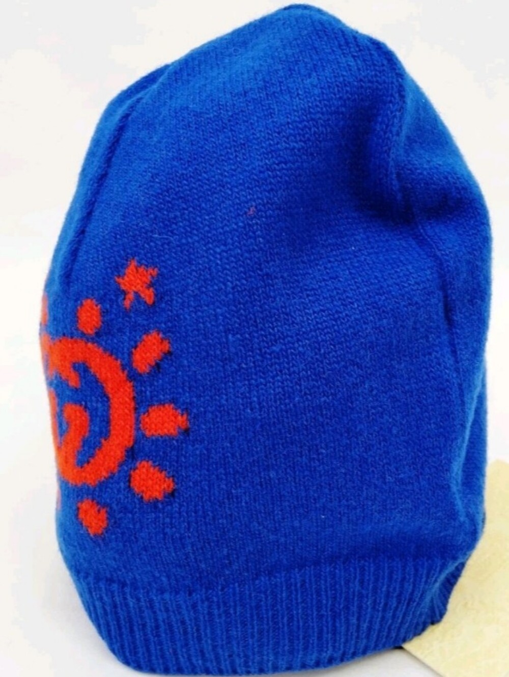Gucci Blue Wool Winter Knit Cap with Orange Sun Motif (Kids)